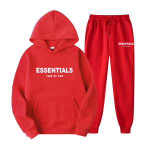 New Essentials Hoodie Fear of God Red TrackSuit